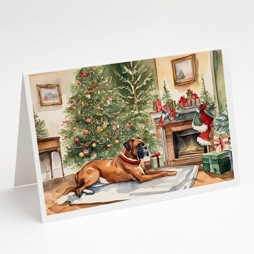 Fawn Boxer Christmas Greeting Cards Pack of 8 Blank Cards with Envelopes Whimsical A7 Size 5x7
