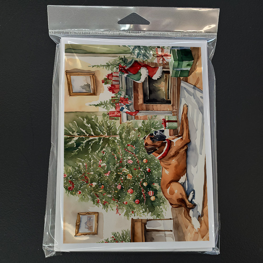 Fawn Boxer Christmas Greeting Cards Pack of 8 Blank Cards with Envelopes Whimsical A7 Size 5x7