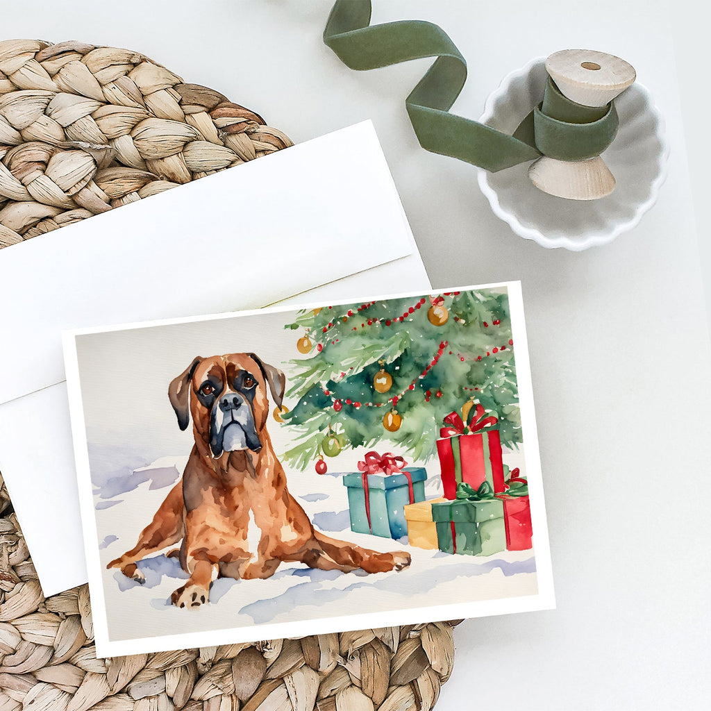 Fawn Boxer Christmas Greeting Cards Pack of 8 Blank Cards with Envelopes Whimsical A7 Size 5x7