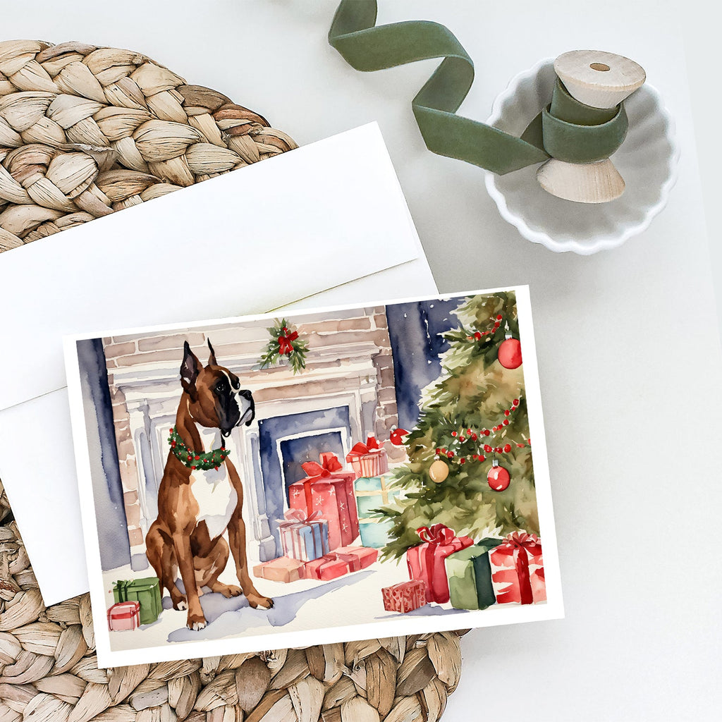 Fawn Boxer Christmas Greeting Cards Pack of 8 Blank Cards with Envelopes Whimsical A7 Size 5x7