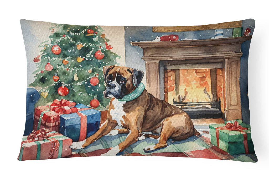 Fawn Boxer Christmas Decorative Throw Pillow 12x16 Indoor Outdoor Accent Cushion, Fabric Cover with Insert for Sofa, Bed, Porch & Living Room