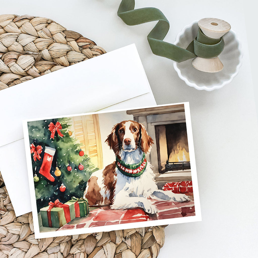 Brittany Spaniel Christmas Greeting Cards Pack of 8 Blank Cards with Envelopes Whimsical A7 Size 5x7