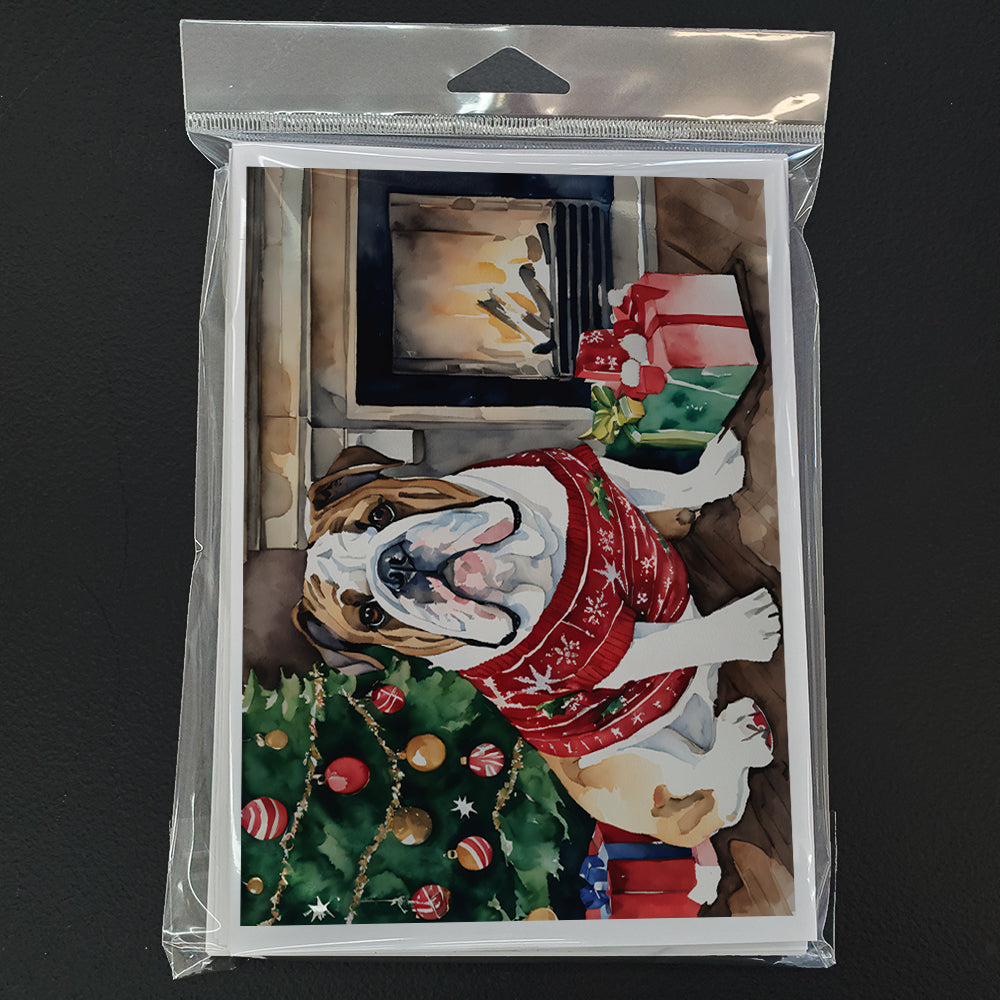 English Bulldog Christmas Greeting Cards Pack of 8 Blank Cards with Envelopes Whimsical A7 Size 5x7