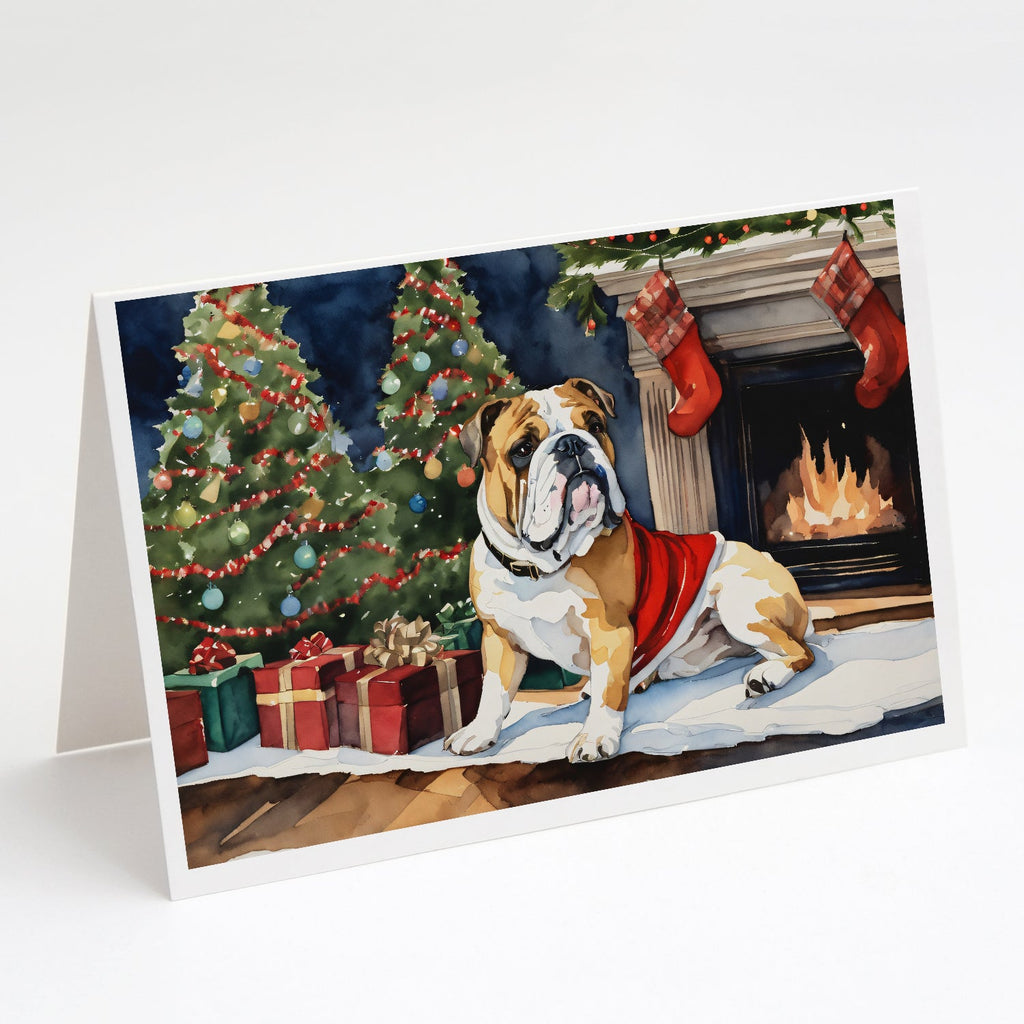 English Bulldog Christmas Greeting Cards Pack of 8 Blank Cards with Envelopes Whimsical A7 Size 5x7