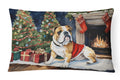 English Bulldog Christmas Decorative Throw Pillow 12x16 Indoor Outdoor Accent Cushion, Fabric Cover with Insert for Sofa, Bed, Porch & Living Room