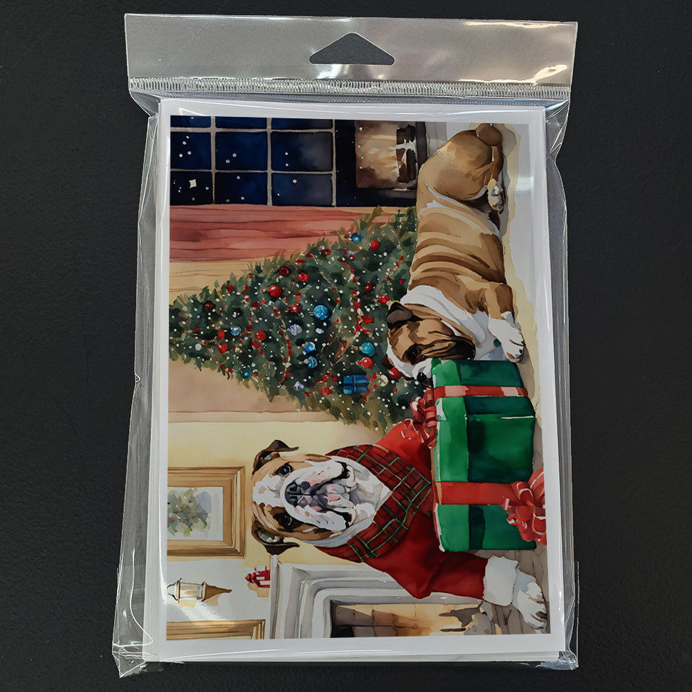 English Bulldog Christmas Greeting Cards Pack of 8 Blank Cards with Envelopes Whimsical A7 Size 5x7