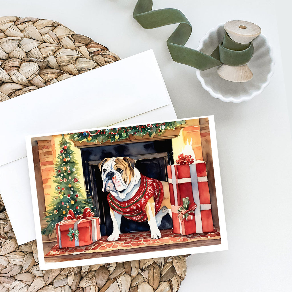 English Bulldog Christmas Greeting Cards Pack of 8 Blank Cards with Envelopes Whimsical A7 Size 5x7