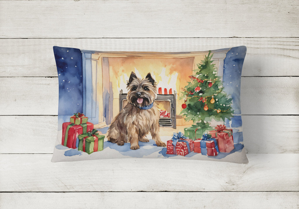 Cairn Terrier Christmas Decorative Throw Pillow 12x16 Indoor Outdoor Accent Cushion, Fabric Cover with Insert for Sofa, Bed, Porch & Living Room