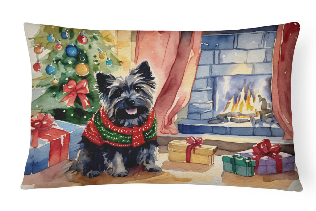 Cairn Terrier Christmas Decorative Throw Pillow 12x16 Indoor Outdoor Accent Cushion, Fabric Cover with Insert for Sofa, Bed, Porch & Living Room