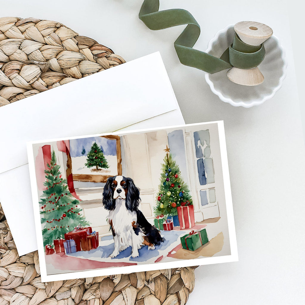 Cavalier Spaniel Christmas Greeting Cards Pack of 8 Blank Cards with Envelopes Whimsical A7 Size 5x7