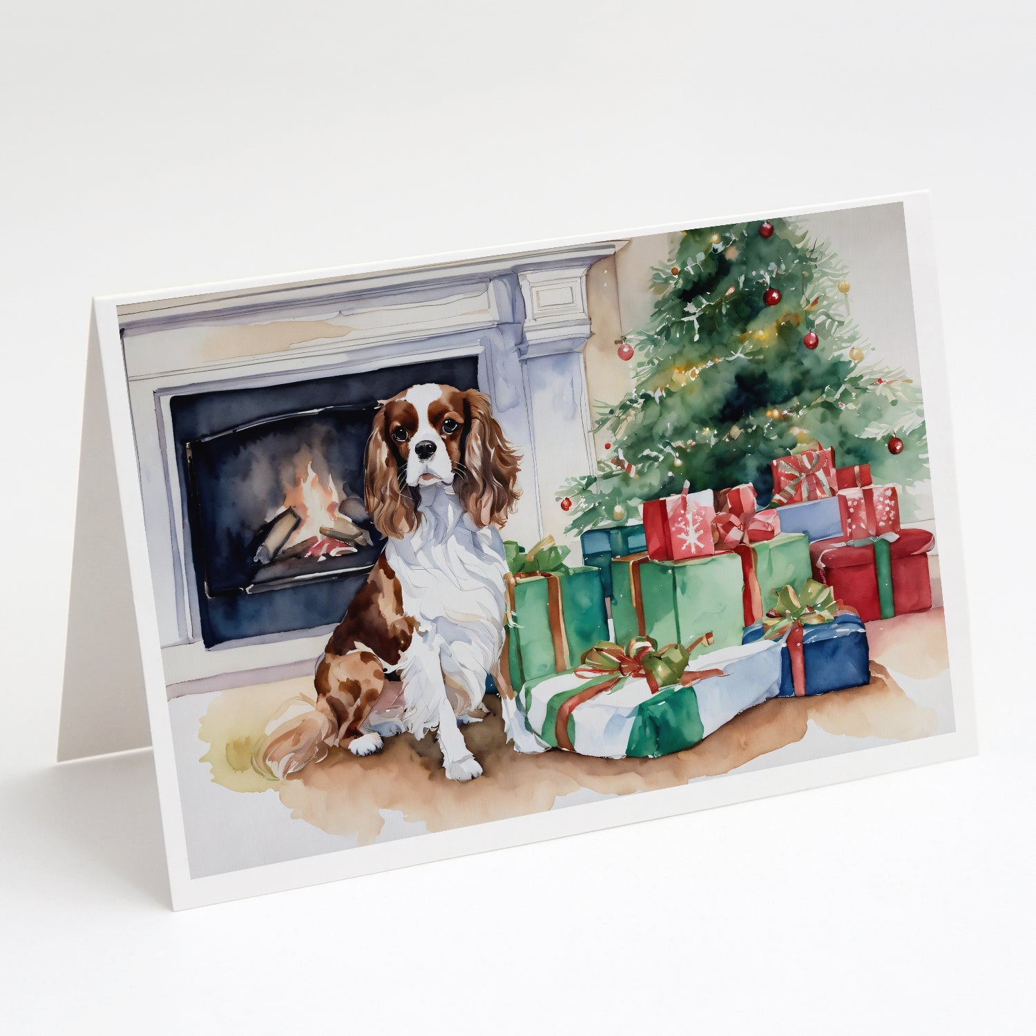 Cavalier Spaniel Christmas Greeting Cards Pack of 8 Blank Cards with Envelopes Whimsical A7 Size 5x7
