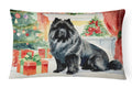 Black Chow Chow Christmas Decorative Throw Pillow 12x16 Indoor Outdoor Accent Cushion, Fabric Cover with Insert for Sofa, Bed, Porch & Living Room