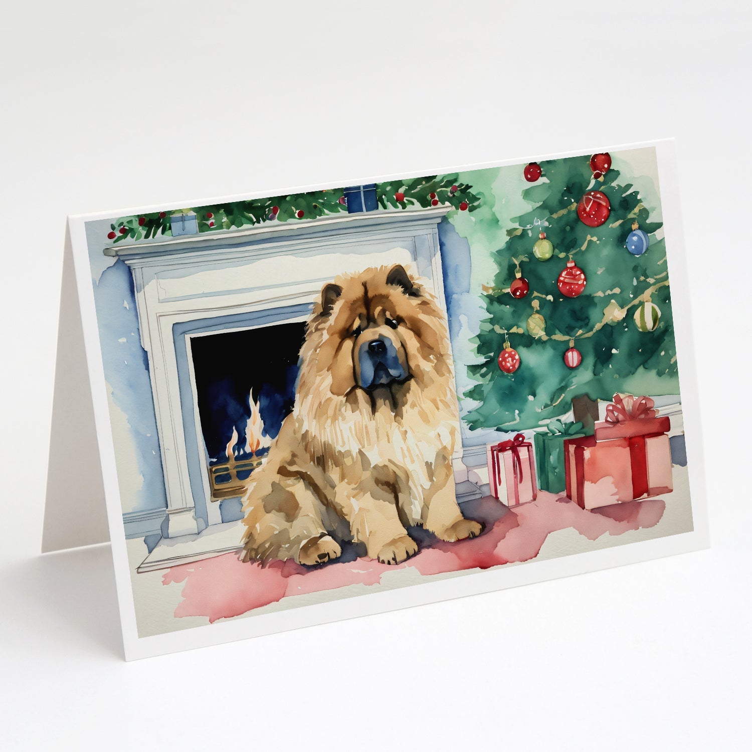 Chow Chow Christmas Greeting Cards Pack of 8 Blank Cards with Envelopes Whimsical A7 Size 5x7