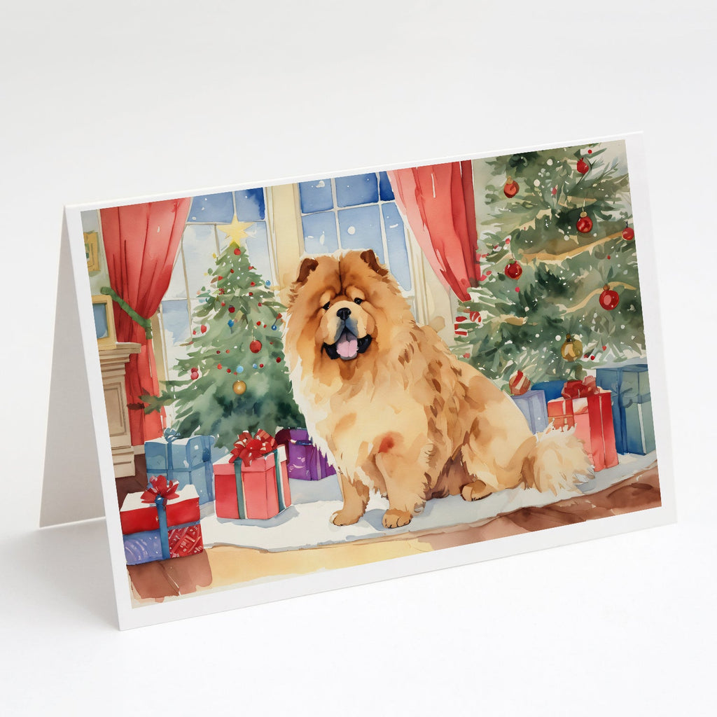 Chow Chow Christmas Greeting Cards Pack of 8 Blank Cards with Envelopes Whimsical A7 Size 5x7