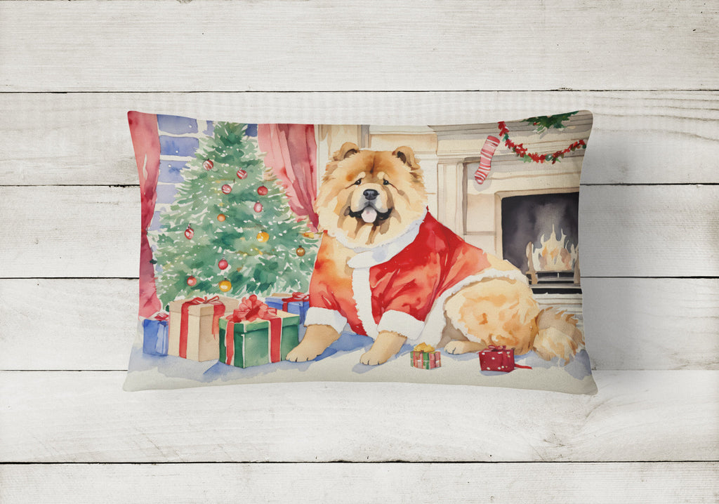 Chow Chow Christmas Decorative Throw Pillow 12x16 Indoor Outdoor Accent Cushion, Fabric Cover with Insert for Sofa, Bed, Porch & Living Room