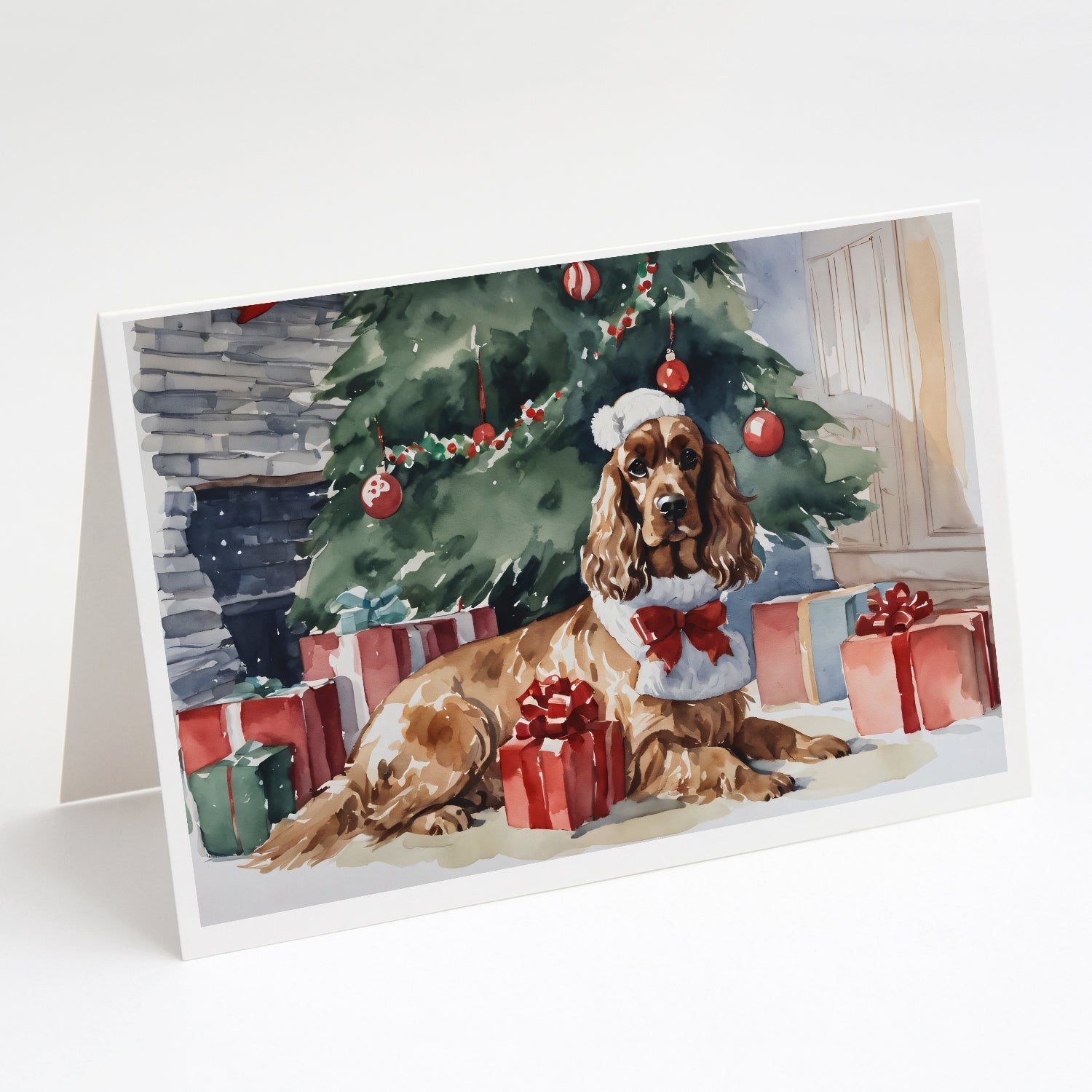 Cocker Spaniel Christmas Greeting Cards Pack of 8 Blank Cards with Envelopes Whimsical A7 Size 5x7