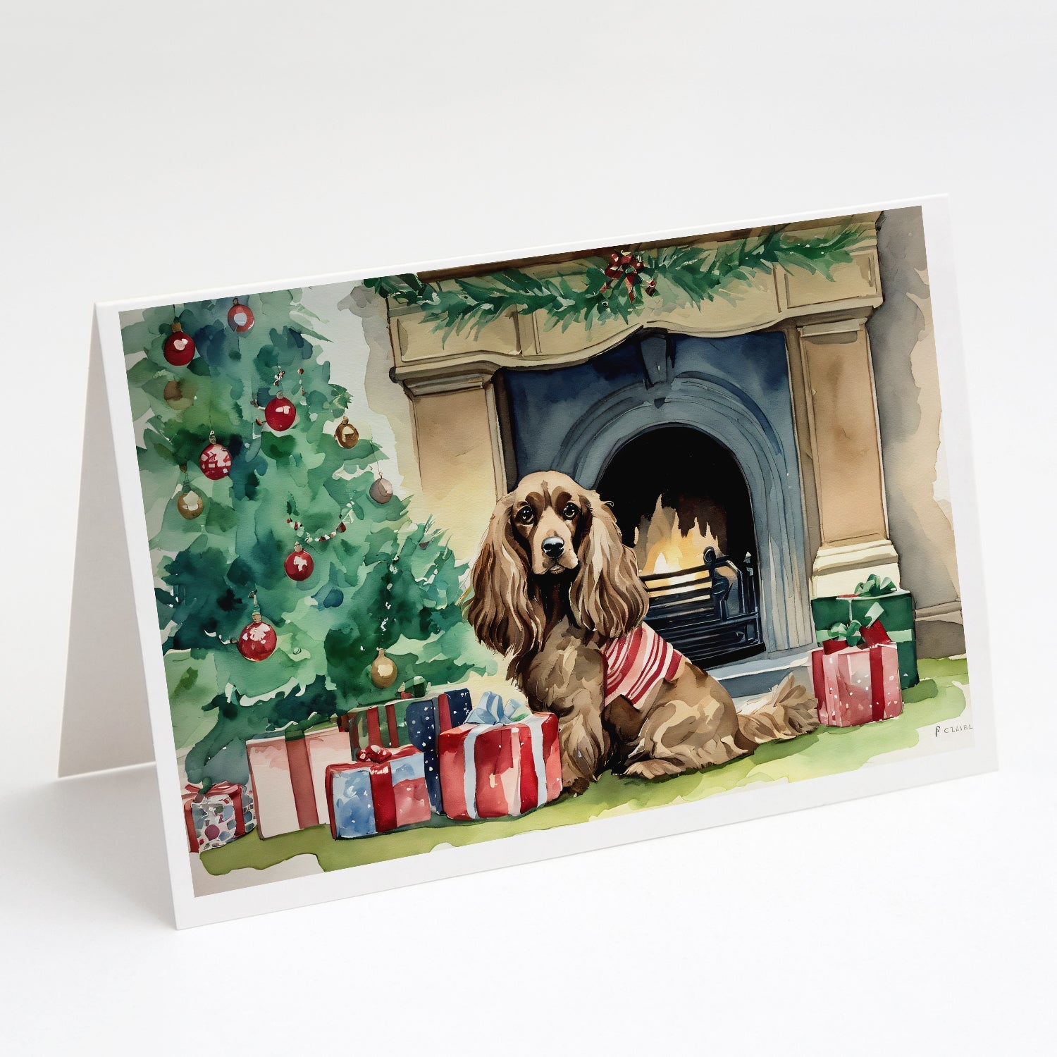 Cocker Spaniel Christmas Greeting Cards Pack of 8 Blank Cards with Envelopes Whimsical A7 Size 5x7