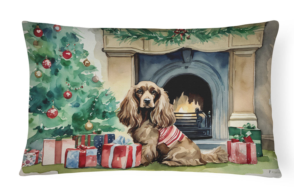 Cocker Spaniel Christmas Decorative Throw Pillow 12x16 Indoor Outdoor Accent Cushion, Fabric Cover with Insert for Sofa, Bed, Porch & Living Room