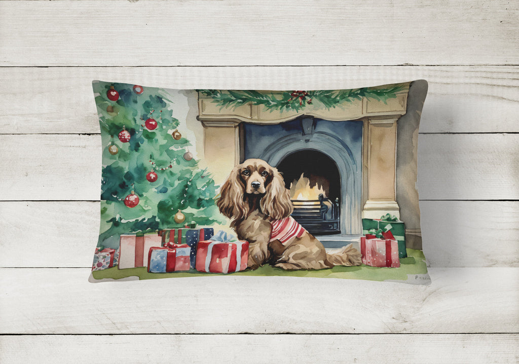 Cocker Spaniel Christmas Decorative Throw Pillow 12x16 Indoor Outdoor Accent Cushion, Fabric Cover with Insert for Sofa, Bed, Porch & Living Room