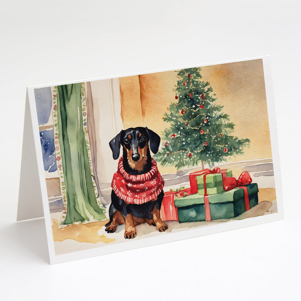 Black and Tan Dachshund Christmas Greeting Cards Pack of 8 Blank Cards with Envelopes Whimsical A7 Size 5x7