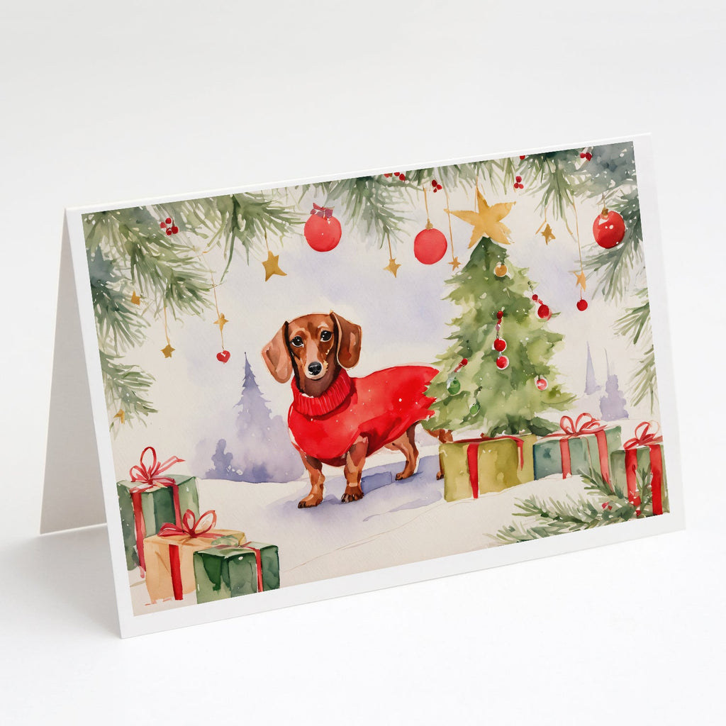 Dachshund Christmas Greeting Cards Pack of 8 Blank Cards with Envelopes Whimsical A7 Size 5x7