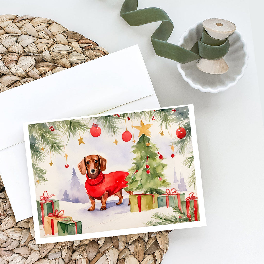 Dachshund Christmas Greeting Cards Pack of 8 Blank Cards with Envelopes Whimsical A7 Size 5x7