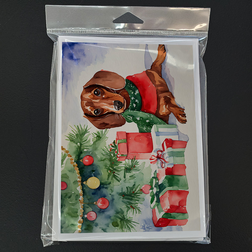 Dachshund Christmas Greeting Cards Pack of 8 Blank Cards with Envelopes Whimsical A7 Size 5x7