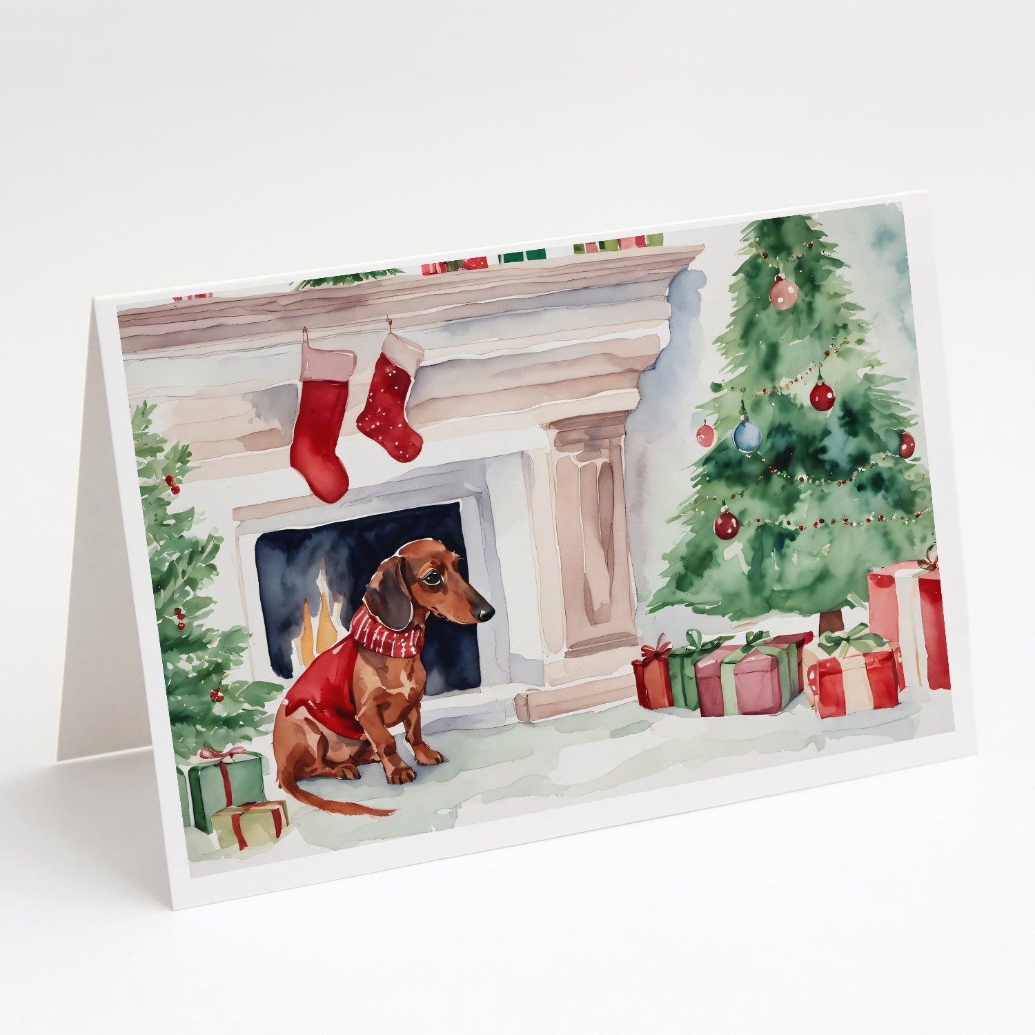 Dachshund Christmas Greeting Cards Pack of 8 Blank Cards with Envelopes Whimsical A7 Size 5x7