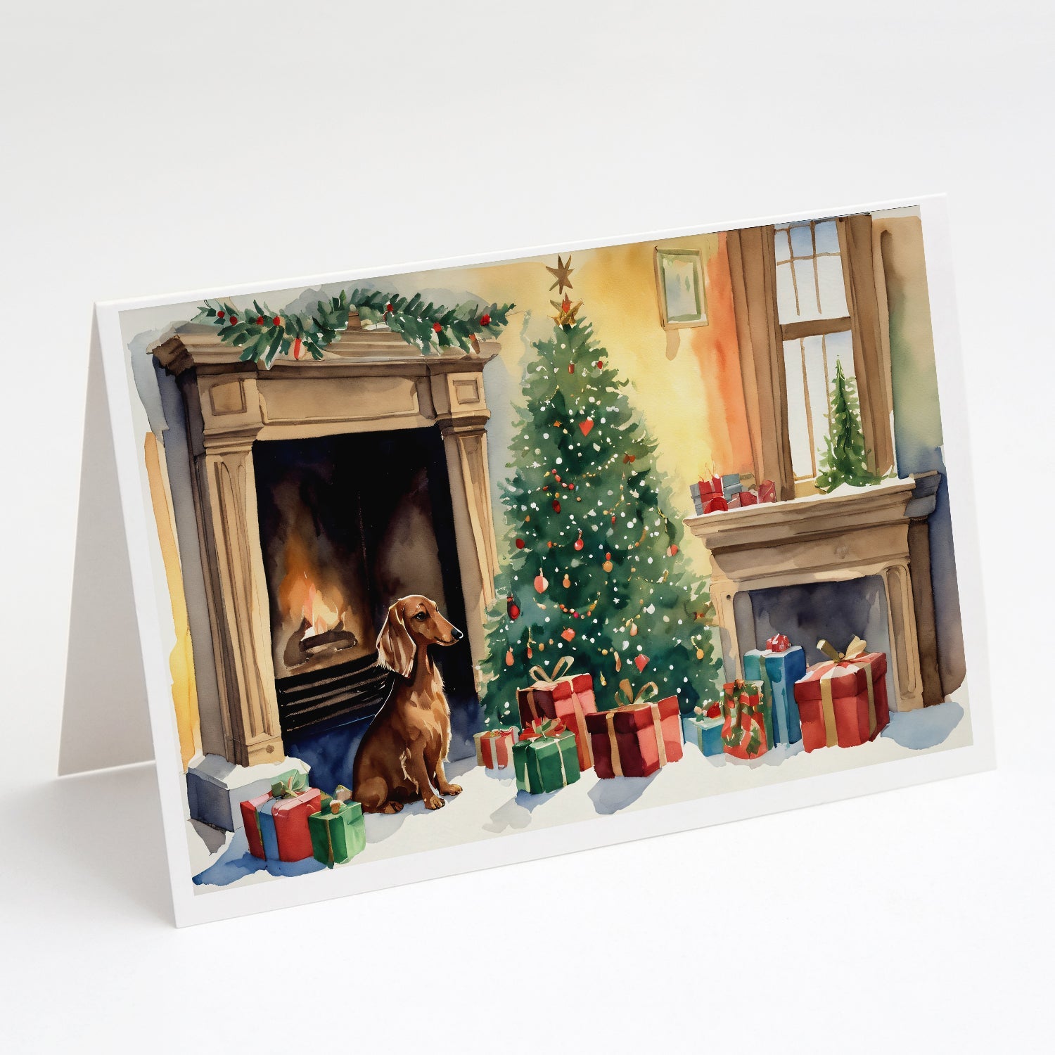 Dachshund Christmas Greeting Cards Pack of 8 Blank Cards with Envelopes Whimsical A7 Size 5x7