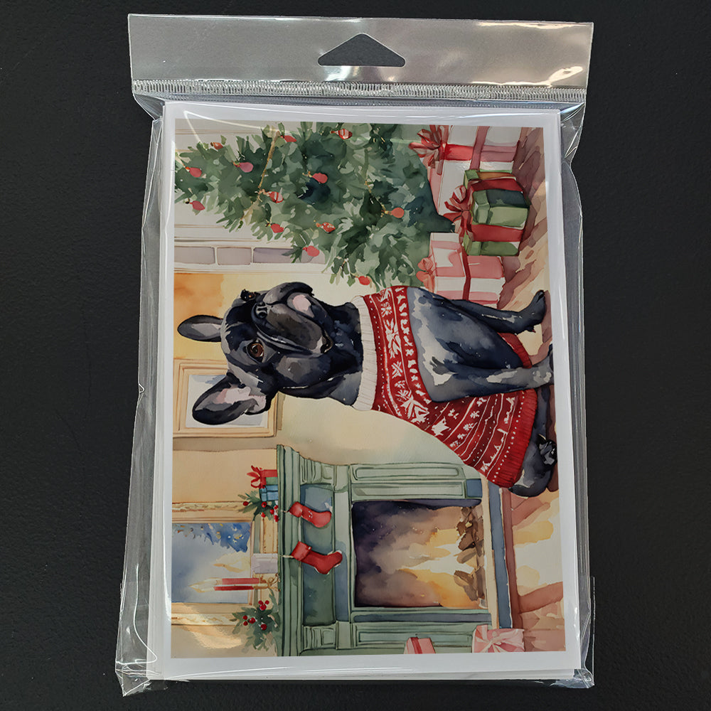 French Bulldog Christmas Greeting Cards Pack of 8 Blank Cards with Envelopes Whimsical A7 Size 5x7