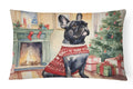 French Bulldog Christmas Decorative Throw Pillow 12x16 Indoor Outdoor Accent Cushion, Fabric Cover with Insert for Sofa, Bed, Porch & Living Room