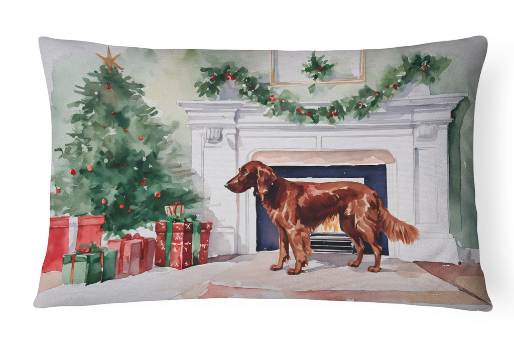 Irish Setter Christmas Decorative Throw Pillow 12x16 Indoor Outdoor Accent Cushion, Fabric Cover with Insert for Sofa, Bed, Porch & Living Room