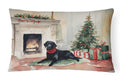 Black Labrador Christmas Decorative Throw Pillow 12x16 Indoor Outdoor Accent Cushion, Fabric Cover with Insert for Sofa, Bed, Porch & Living Room