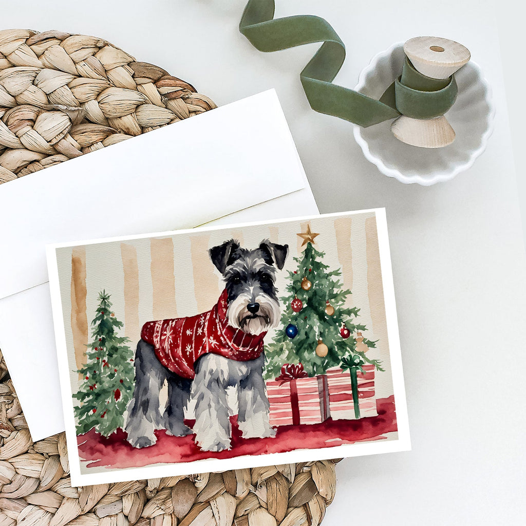 Schnauzer Christmas Greeting Cards Pack of 8 Blank Cards with Envelopes Whimsical A7 Size 5x7