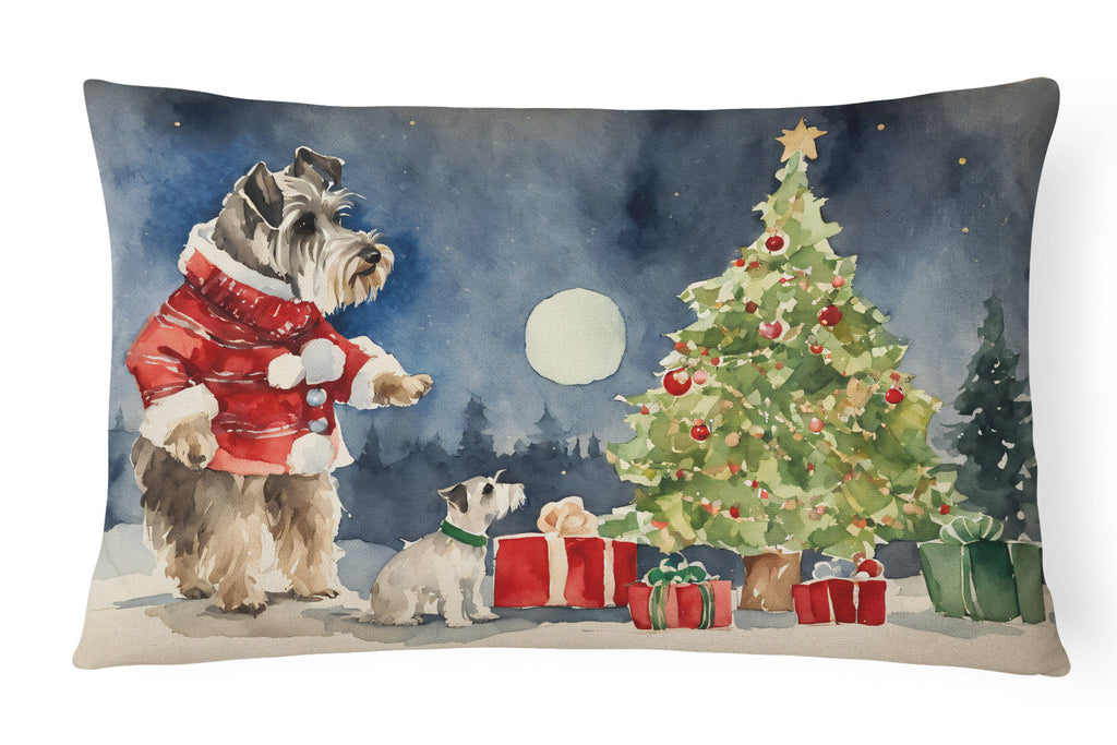 Schnauzer Christmas Decorative Throw Pillow 12x16 Indoor Outdoor Accent Cushion, Fabric Cover with Insert for Sofa, Bed, Porch & Living Room