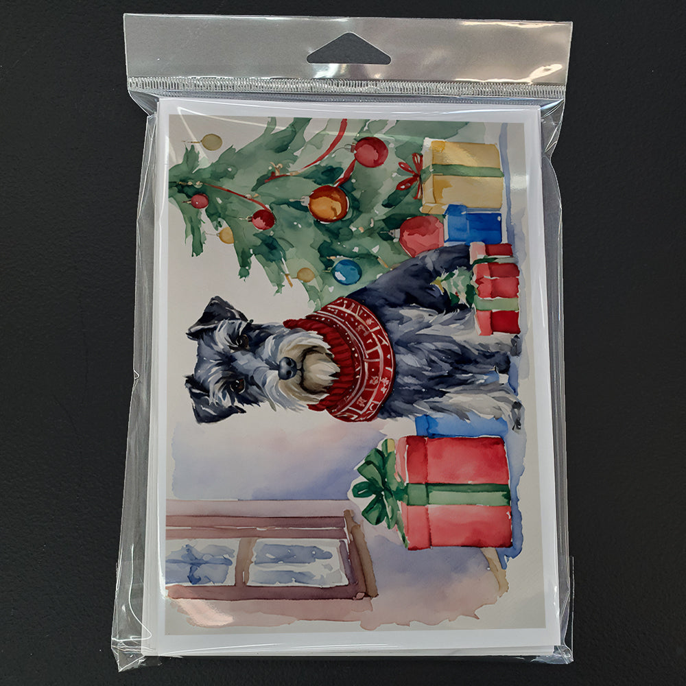 Schnauzer Christmas Greeting Cards Pack of 8 Blank Cards with Envelopes Whimsical A7 Size 5x7