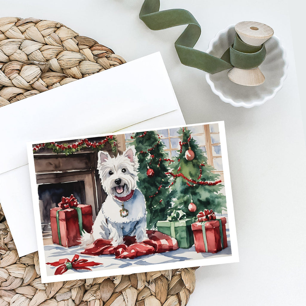 Westie Christmas Greeting Cards Pack of 8 Blank Cards with Envelopes Whimsical A7 Size 5x7