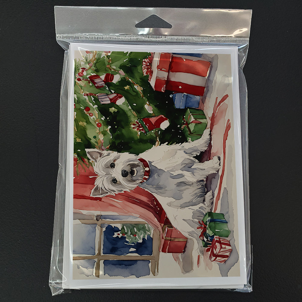 Westie Christmas Greeting Cards Pack of 8 Blank Cards with Envelopes Whimsical A7 Size 5x7