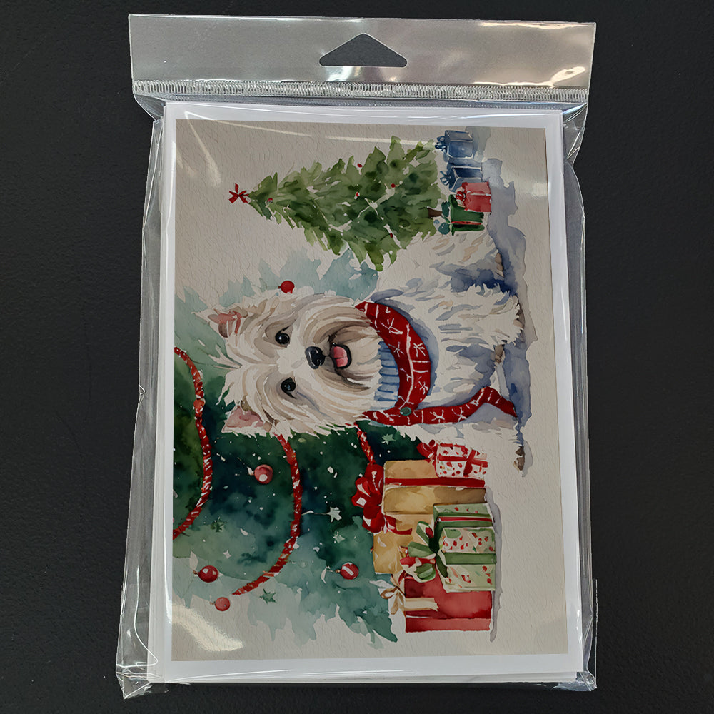 Westie Christmas Greeting Cards Pack of 8 Blank Cards with Envelopes Whimsical A7 Size 5x7