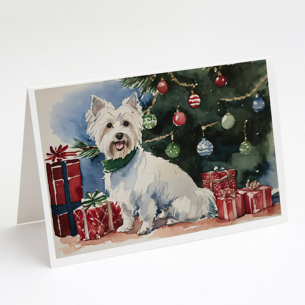 Westie Christmas Greeting Cards Pack of 8 Blank Cards with Envelopes Whimsical A7 Size 5x7