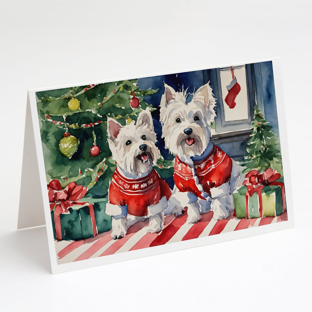 Westie Christmas Greeting Cards Pack of 8 Blank Cards with Envelopes Whimsical A7 Size 5x7