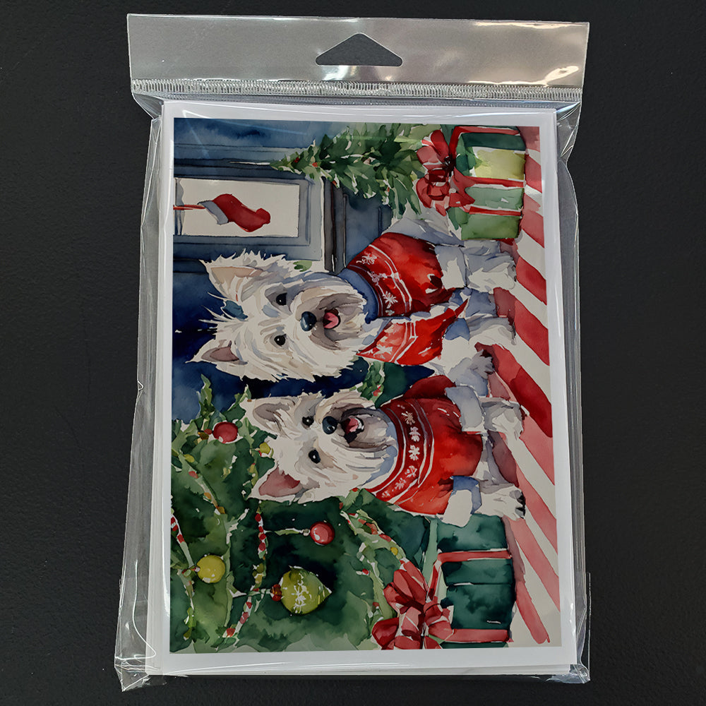 Westie Christmas Greeting Cards Pack of 8 Blank Cards with Envelopes Whimsical A7 Size 5x7