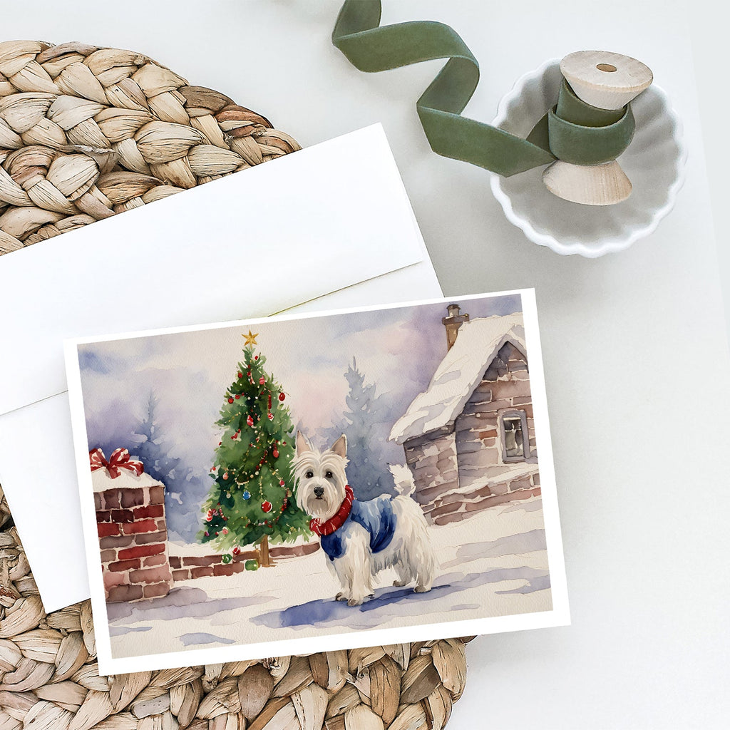 Westie Christmas Greeting Cards Pack of 8 Blank Cards with Envelopes Whimsical A7 Size 5x7
