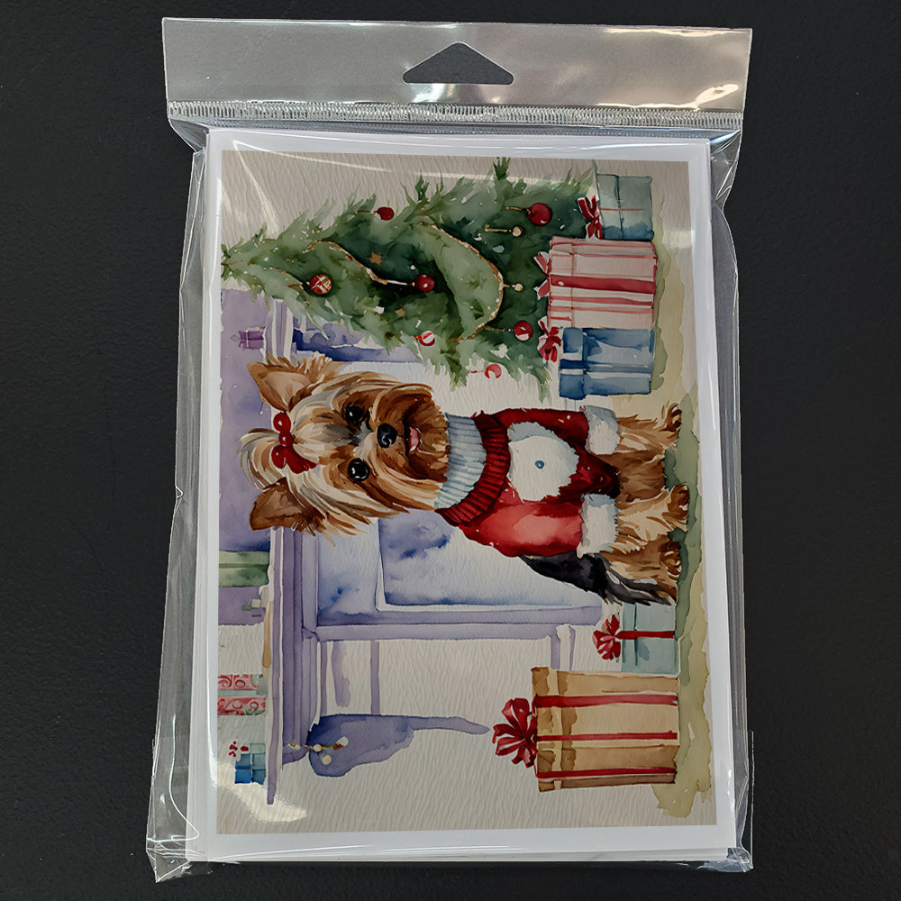Yorkie Christmas Greeting Cards Pack of 8 Blank Cards with Envelopes Whimsical A7 Size 5x7