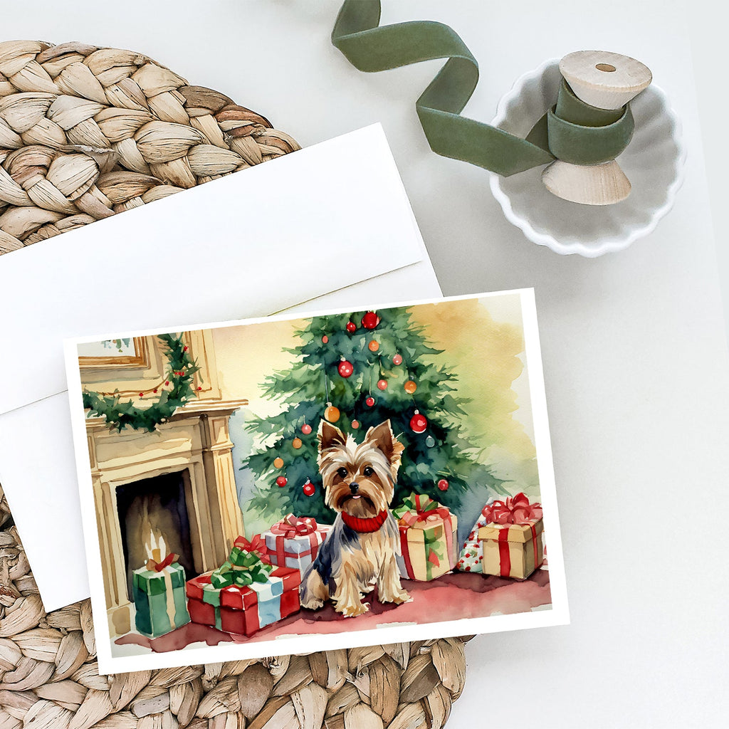 Yorkie Christmas Greeting Cards Pack of 8 Blank Cards with Envelopes Whimsical A7 Size 5x7