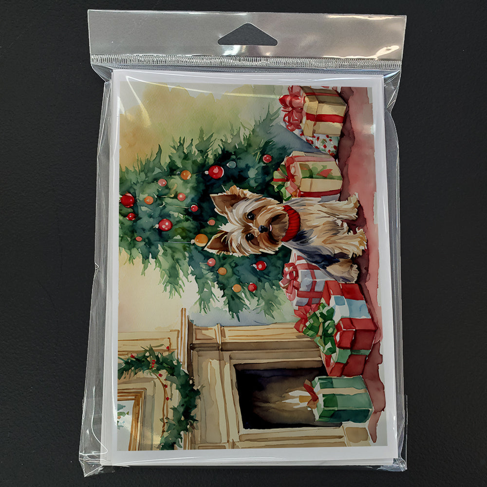 Yorkie Christmas Greeting Cards Pack of 8 Blank Cards with Envelopes Whimsical A7 Size 5x7