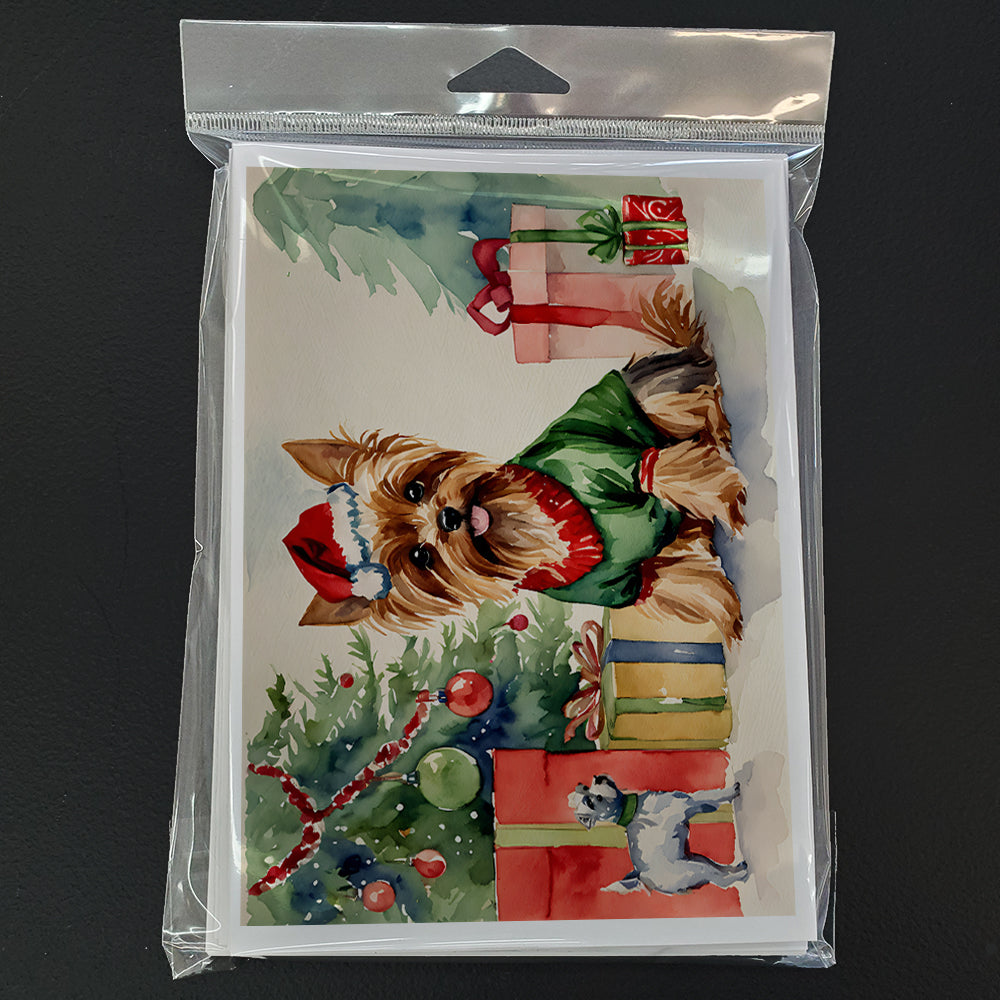Yorkie Christmas Greeting Cards Pack of 8 Blank Cards with Envelopes Whimsical A7 Size 5x7