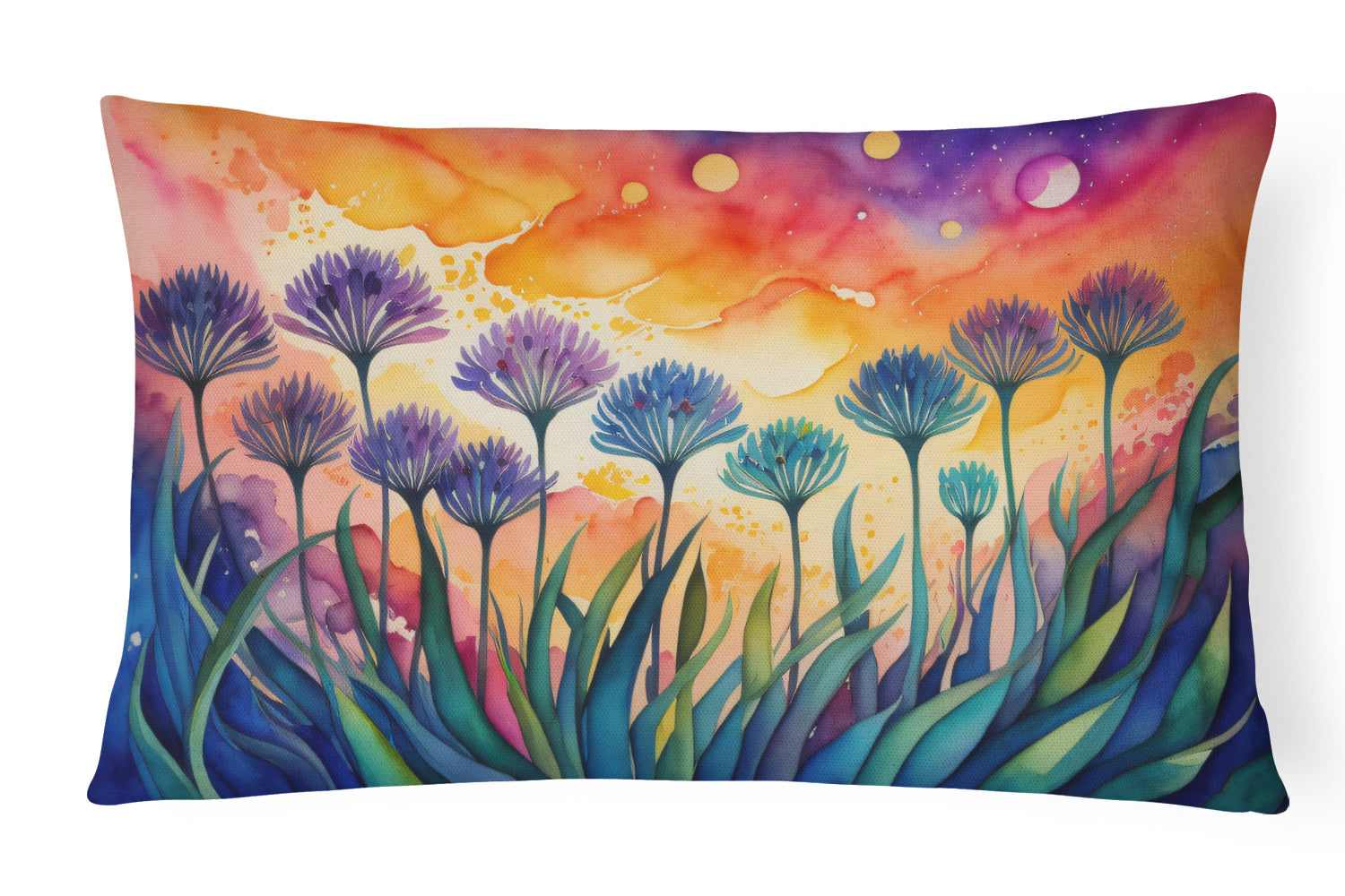 Agapanthus in Color Decorative Throw Pillow 12x16 Indoor Outdoor Accent Cushion, Fabric Cover with Insert for Sofa, Bed, Porch & Living Room