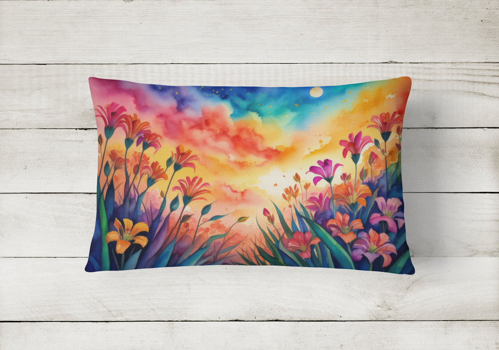 Alstroemerias in Color Decorative Throw Pillow 12x16 Indoor Outdoor Accent Cushion, Fabric Cover with Insert for Sofa, Bed, Porch & Living Room