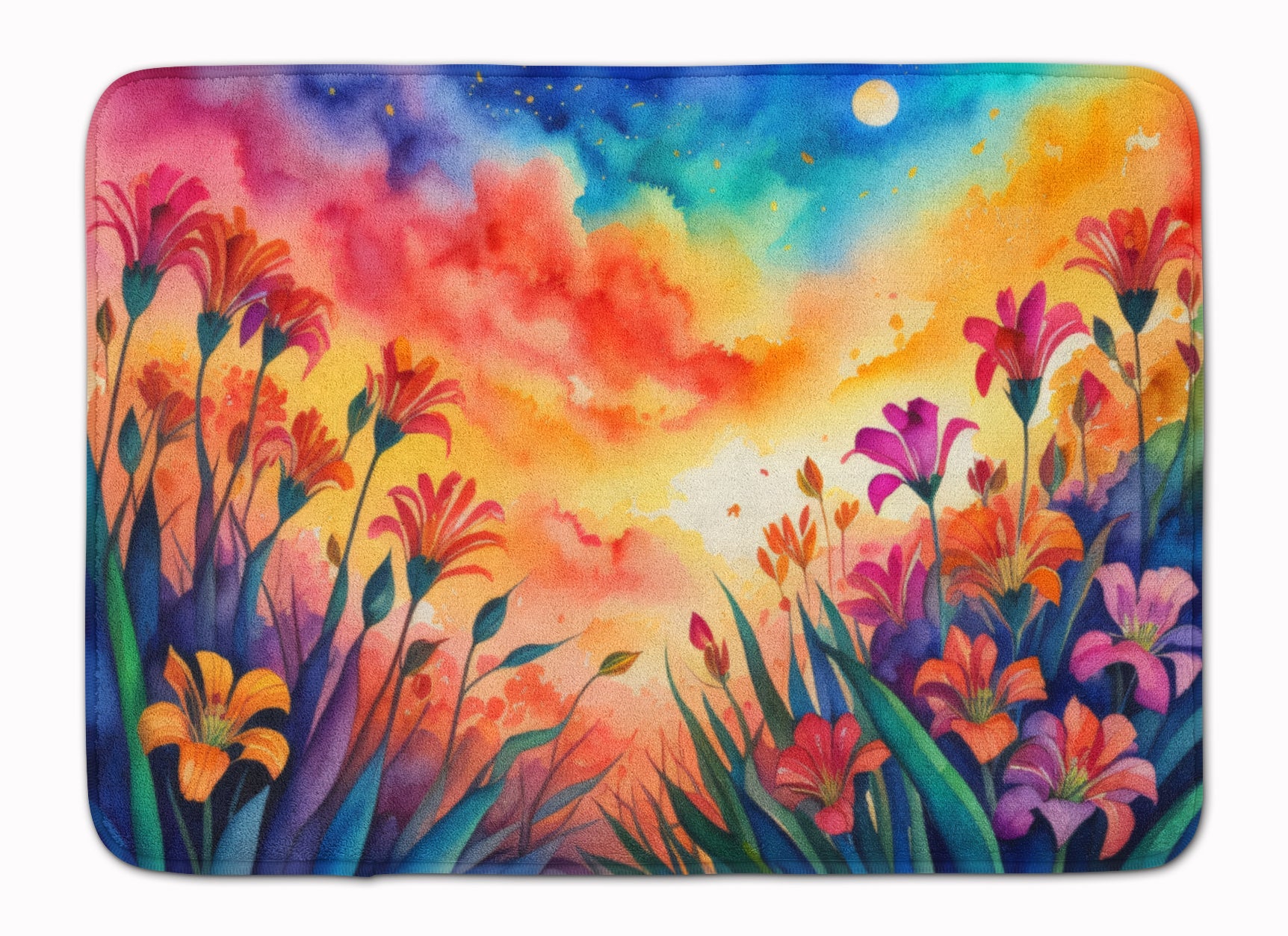 Alstroemerias in Color Memory Foam Kitchen Mat Machine Washable Anti-Fatigue Cushion Comfort Bath or Kitchen Rug
